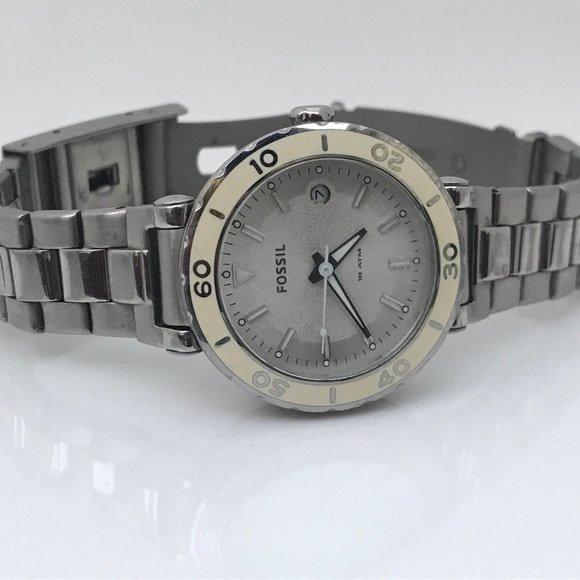 Fossil Women Watch Silver White Tone Date Calenda - Picture 11 of 12